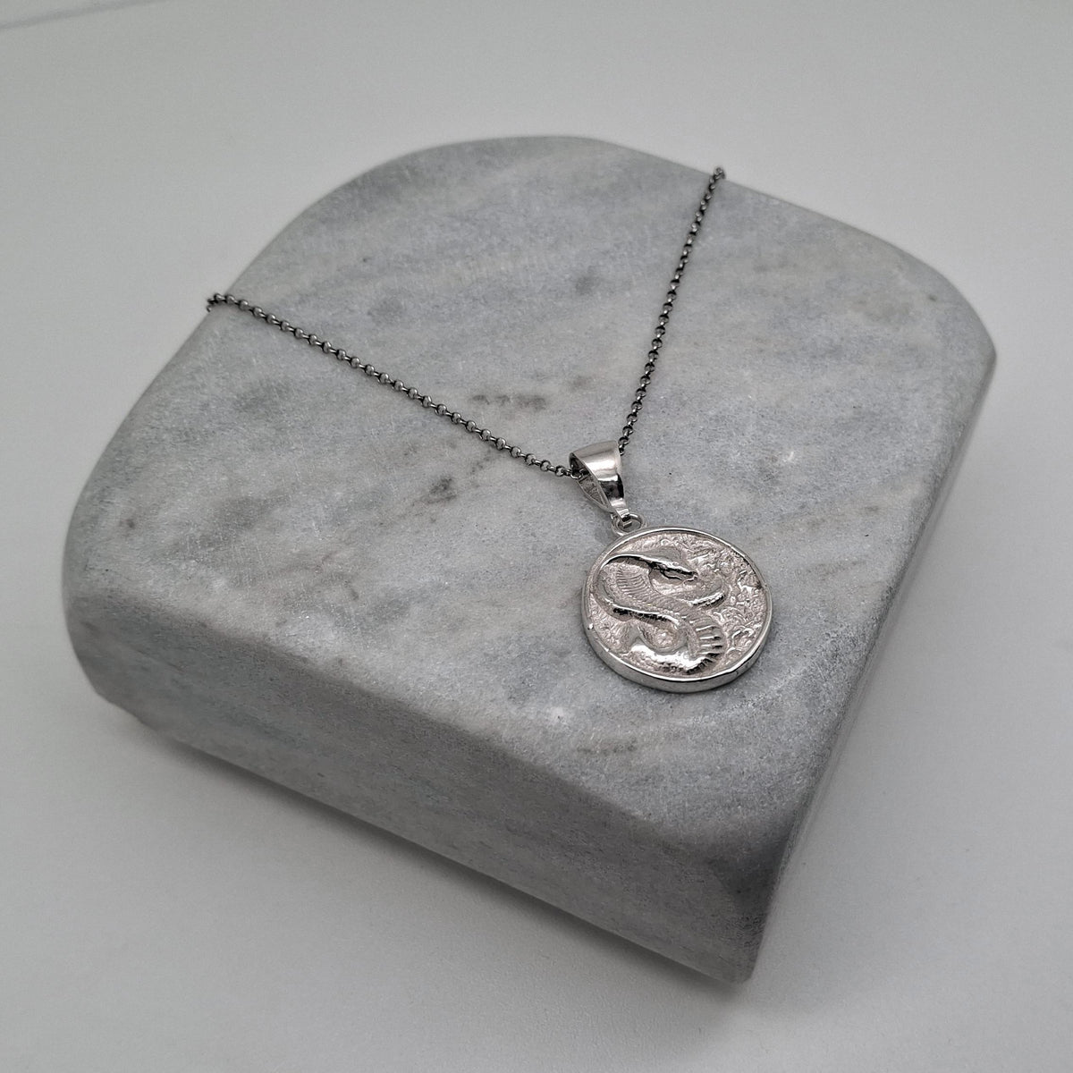 Cobra Medallion Necklace | Protective Talisman, close-up detail