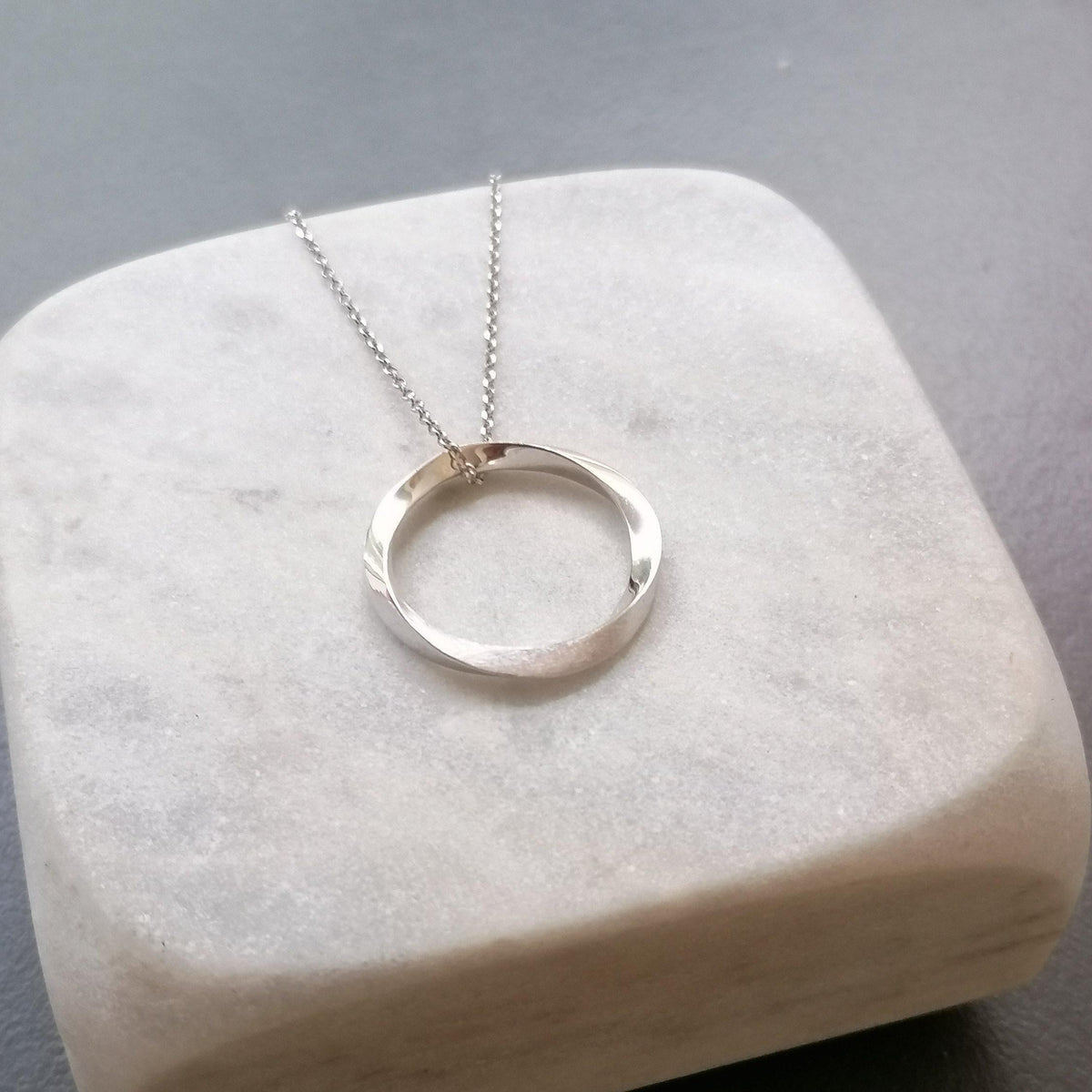 Mobius Necklace | Eternity Infinity Circle, alternate angle