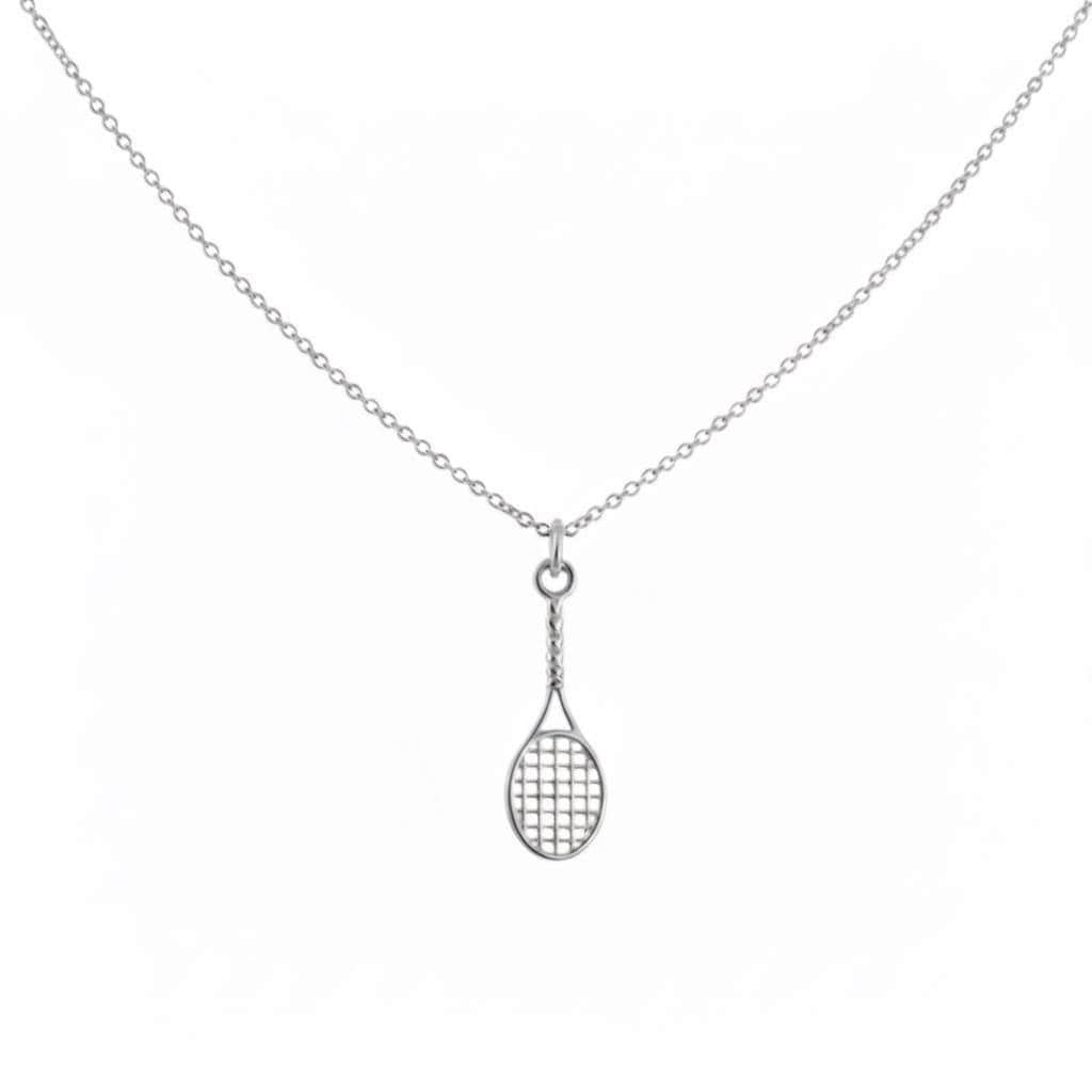 Tennis Racket Necklace | Sports Passion Talisman, in White Gold Plated finish