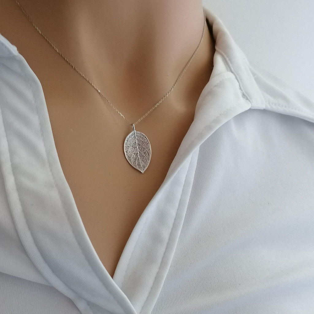 Pressed Leaf Charm Necklace | Botanical Renewal Talisman, styled view