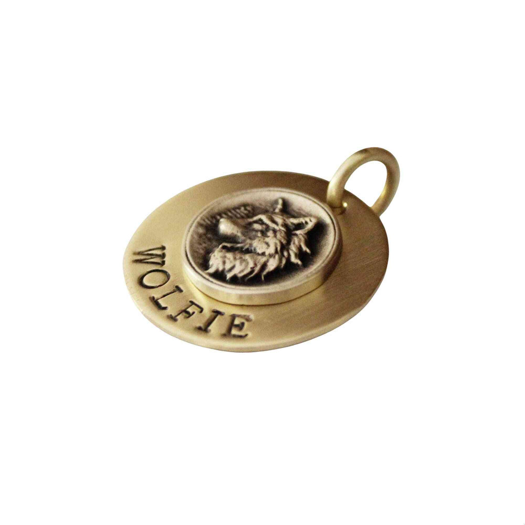 The Wilderness Sigil | Artisan Forest Wolf Pet ID & Custom Engraved Dog Tag, styled view