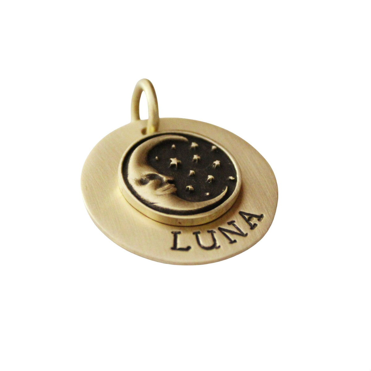 The Lunar Token | Artisan Moon Pet ID & Custom Engraved Dog Tag, front view