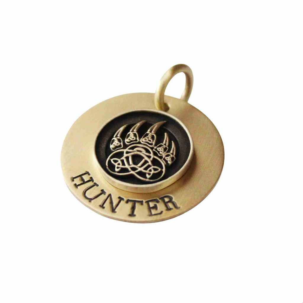 The Alpha Token | Artisan Wolf Paw Pet ID & Custom Engraved Dog Tag, close-up detail