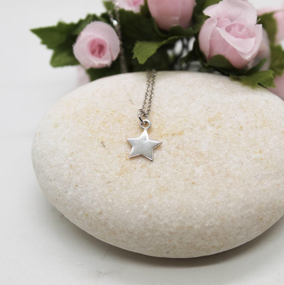 Star Necklace | Dainty Solid Gold Celestial Charm | Minimalist Wishing Star Pendant, alternate angle