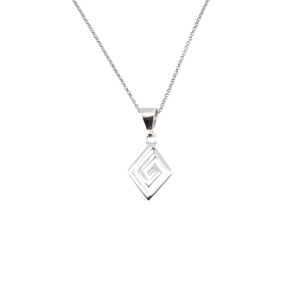 Greek Spiral Medallion | Rhombus Evolution Talisman, front view