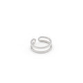 Silver Double Band Ring | Adjustable Open Minimalist Design, in White Gold Plated finish