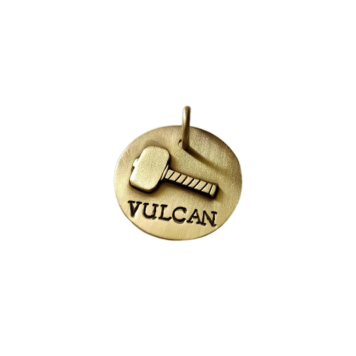 The Thunder-Forged Token | Artisan Hammer Pet ID & Custom Dog Tag, in Brass with Brass Top finish