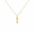 Fishbone Charm Necklace | Playful Nautical Talisman, in Yellow Gold Plated finish