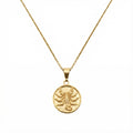 Scorpion Medallion Necklace | Scorpio Zodiac Talisman, in Yellow Gold Plated finish
