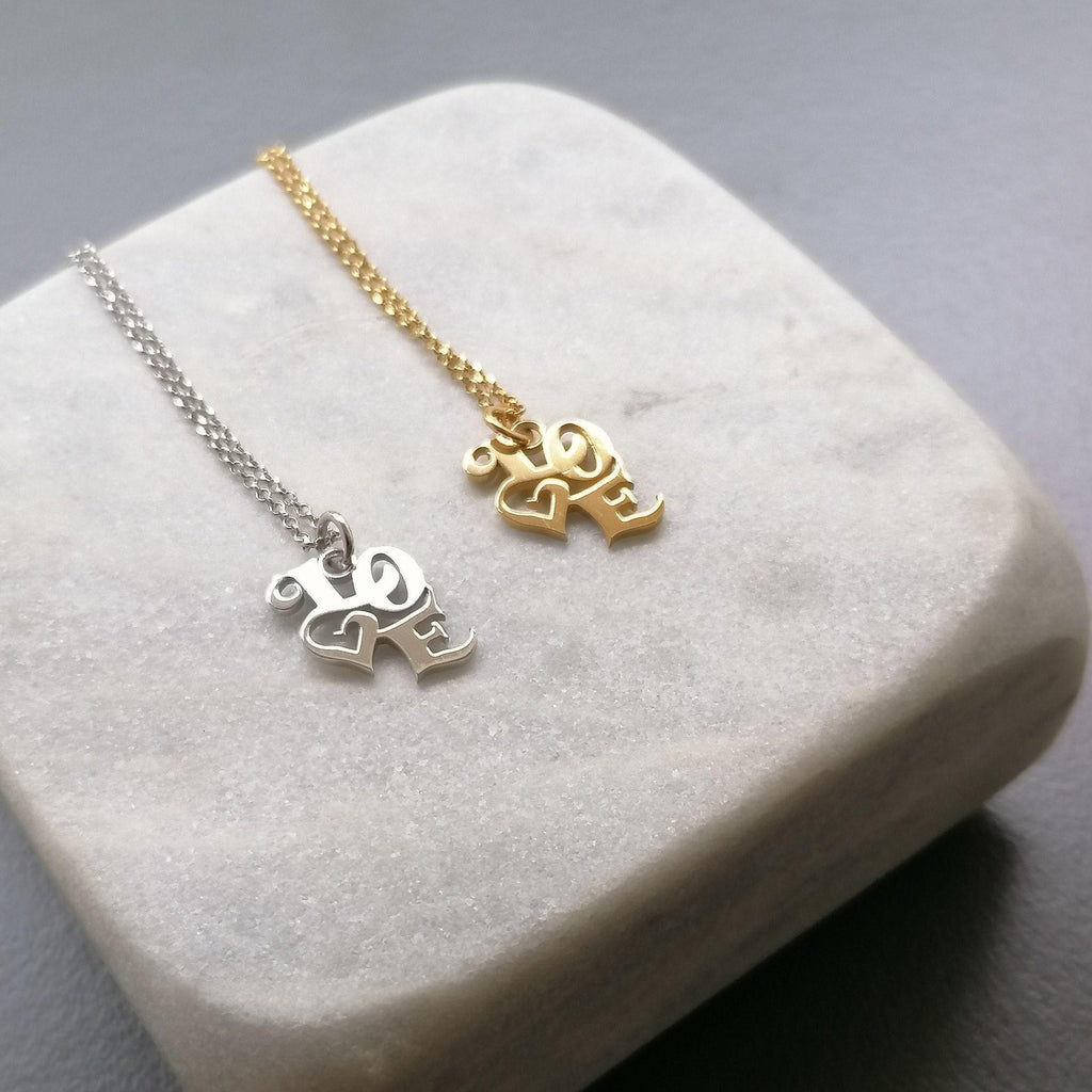LOVE Script Necklace | Romantic Sentiment Talisman, additional detail