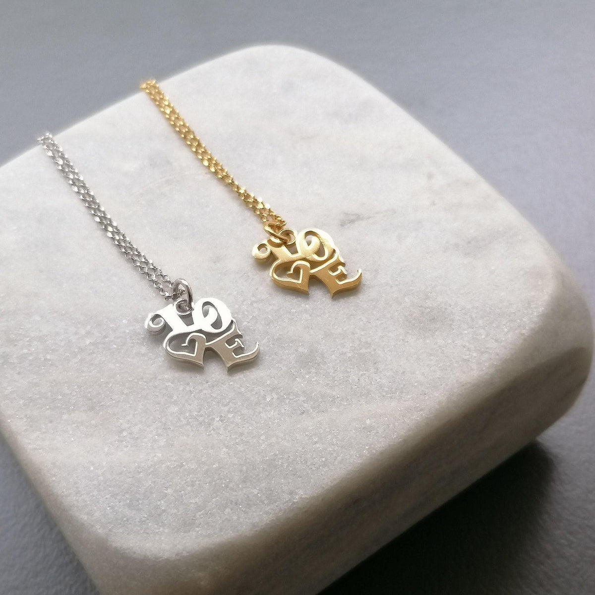 LOVE Script Necklace | Romantic Sentiment Talisman, additional detail