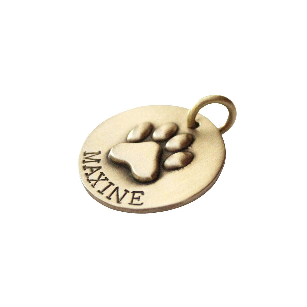 The Enduring Imprint Token | Artisan Raised Paw Print Pet ID & Custom Tag, front view