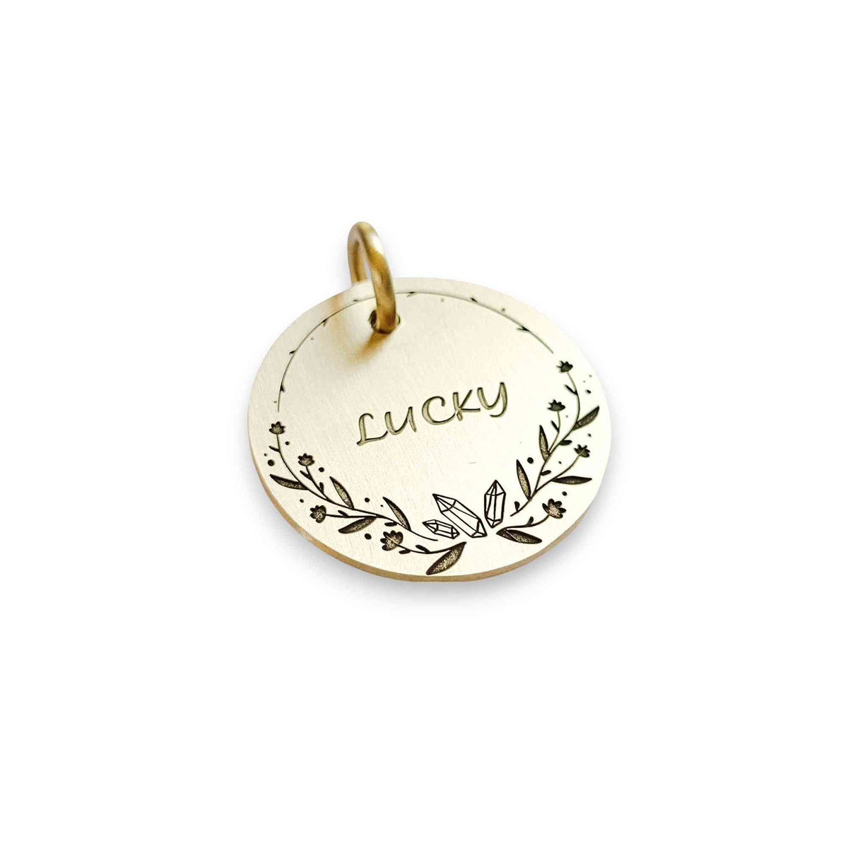 The Jewel Bloom Token | Artisan Floral Diamond Pet ID & Custom Engraved Dog Tag, additional detail