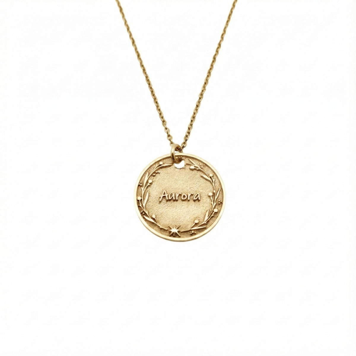 Custom Name Necklace | Star Wreath Talisman, in Yellow Gold Plated finish