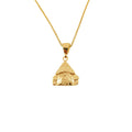 Mushroom House Necklace | Whimsical Forest Talisman, in Yellow Gold Plated finish