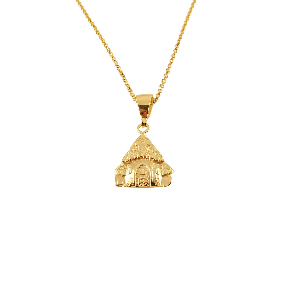 Mushroom House Necklace | Whimsical Forest Talisman, in Yellow Gold Plated finish