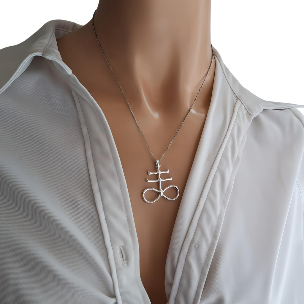 Alchemical Sulfur Necklace | Brimstone Leviathan Talisman, alternate angle