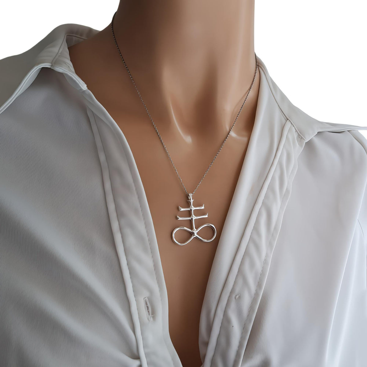 Alchemical Sulfur Necklace | Brimstone Leviathan Talisman, alternate angle