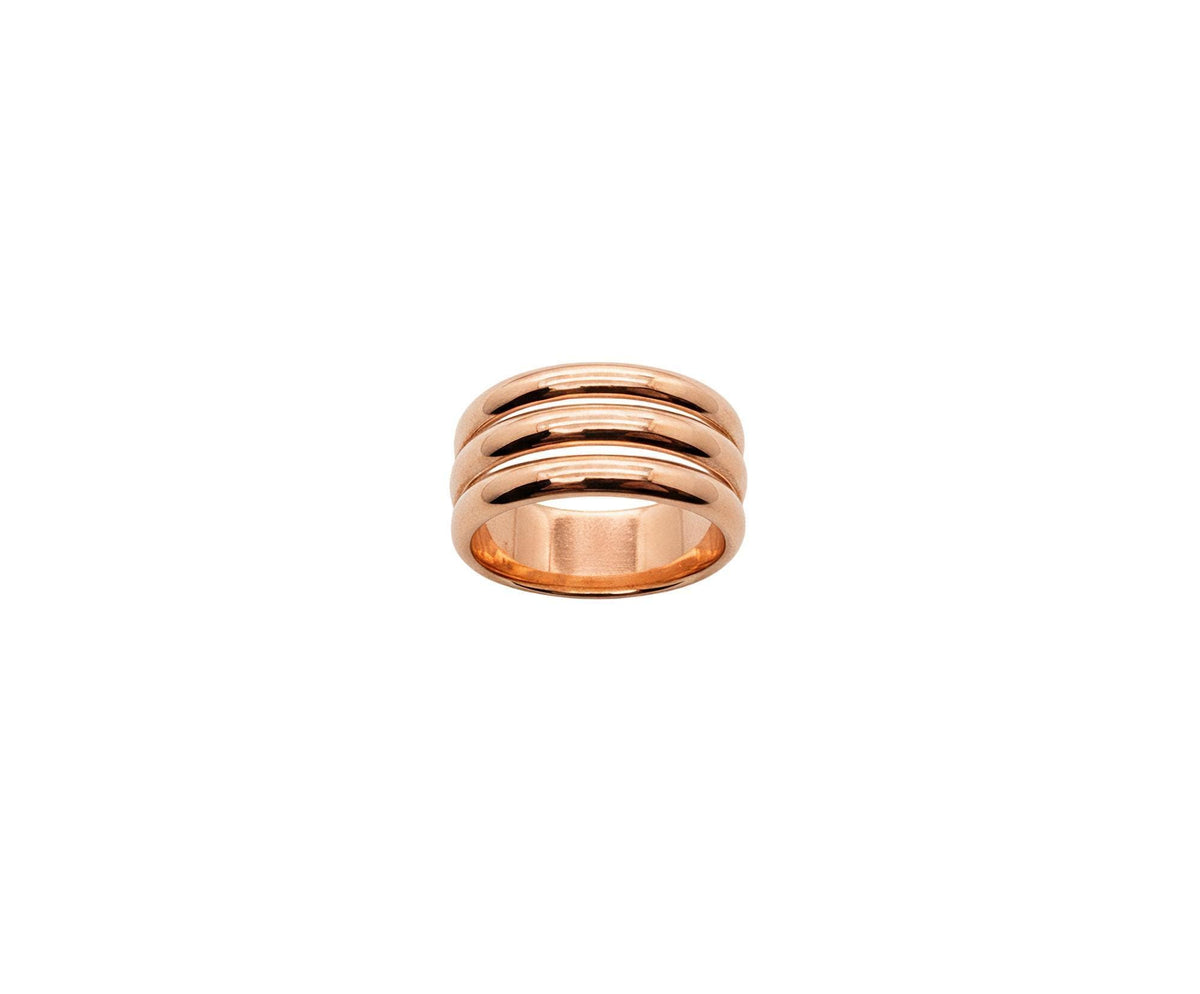 Triple Band Ring | Smooth Three Wide Bands Sterling Silver Statement Ring | Unity & Balance Talisman, in Rose Gold plated finish