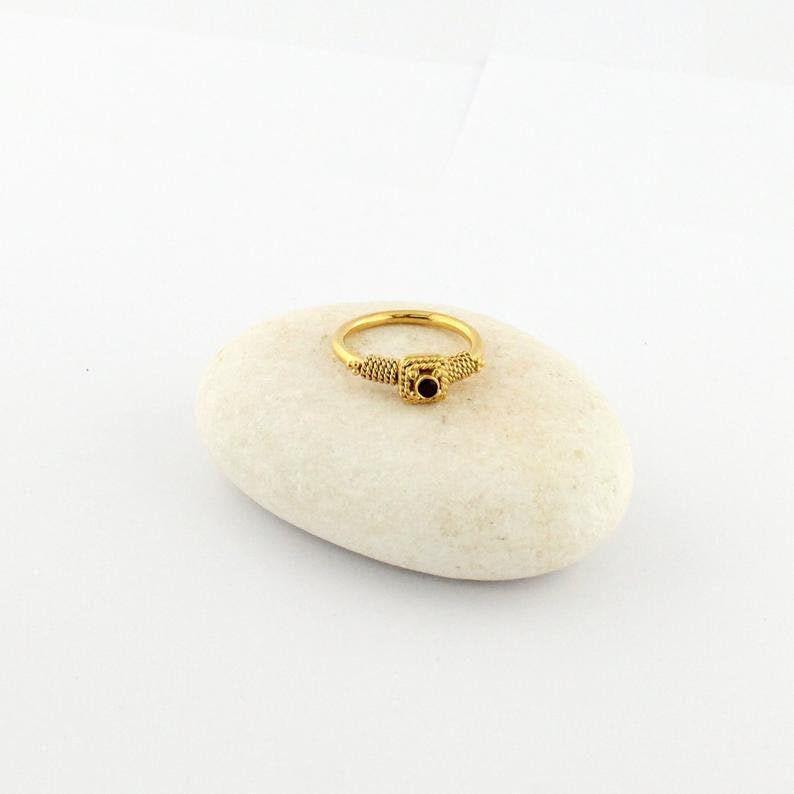 Ancient Greek Garnet Ring | Archaic Granulation Band, styled view