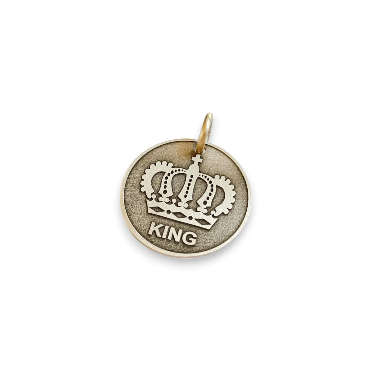 The Inscribed Monarch Token | Artisan Crown Pet ID & Custom Engraved Dog Tag, styled view