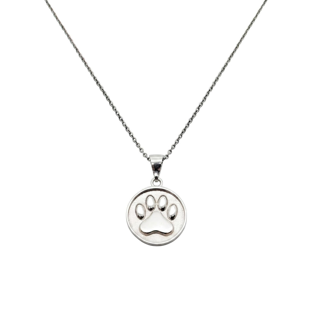 Paw Print Necklace in sterling silver, companion bond pendant on chain