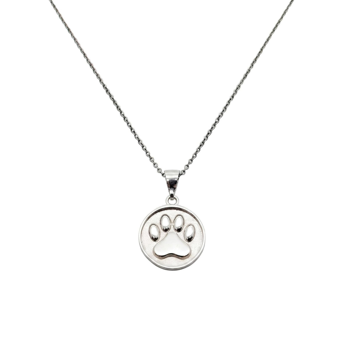 Paw Print Necklace in sterling silver, companion bond pendant on chain