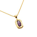 Vintage Purple CZ Pendant | Statement Medallion, in Yellow Gold Plated finish