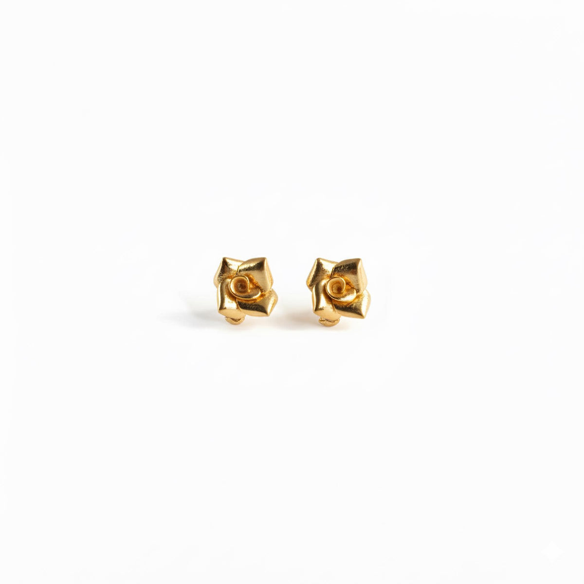 Rose Stud Earrings | Floral Jewelry, in Yellow Gold Plated finish