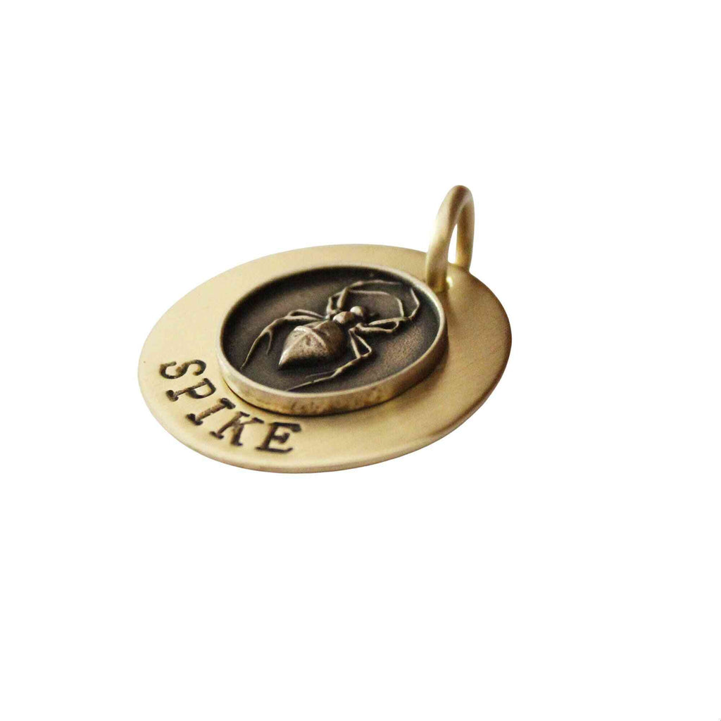 The Weaver Sigil | Artisan Spider Pet ID & Custom Engraved Dog Tag, close-up detail