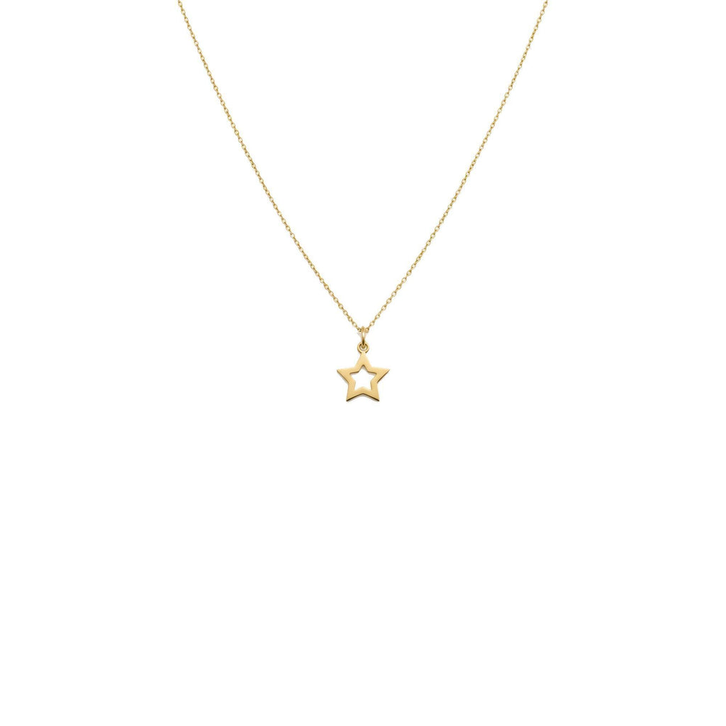 Sterling Silver Star Necklace | Delicate Hollow Celestial Pendant | Dainty Good Luck Charm, in Yellow Gold Plated finish