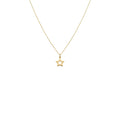 Sterling Silver Star Necklace | Delicate Hollow Celestial Pendant | Dainty Good Luck Charm, in Yellow Gold Plated finish