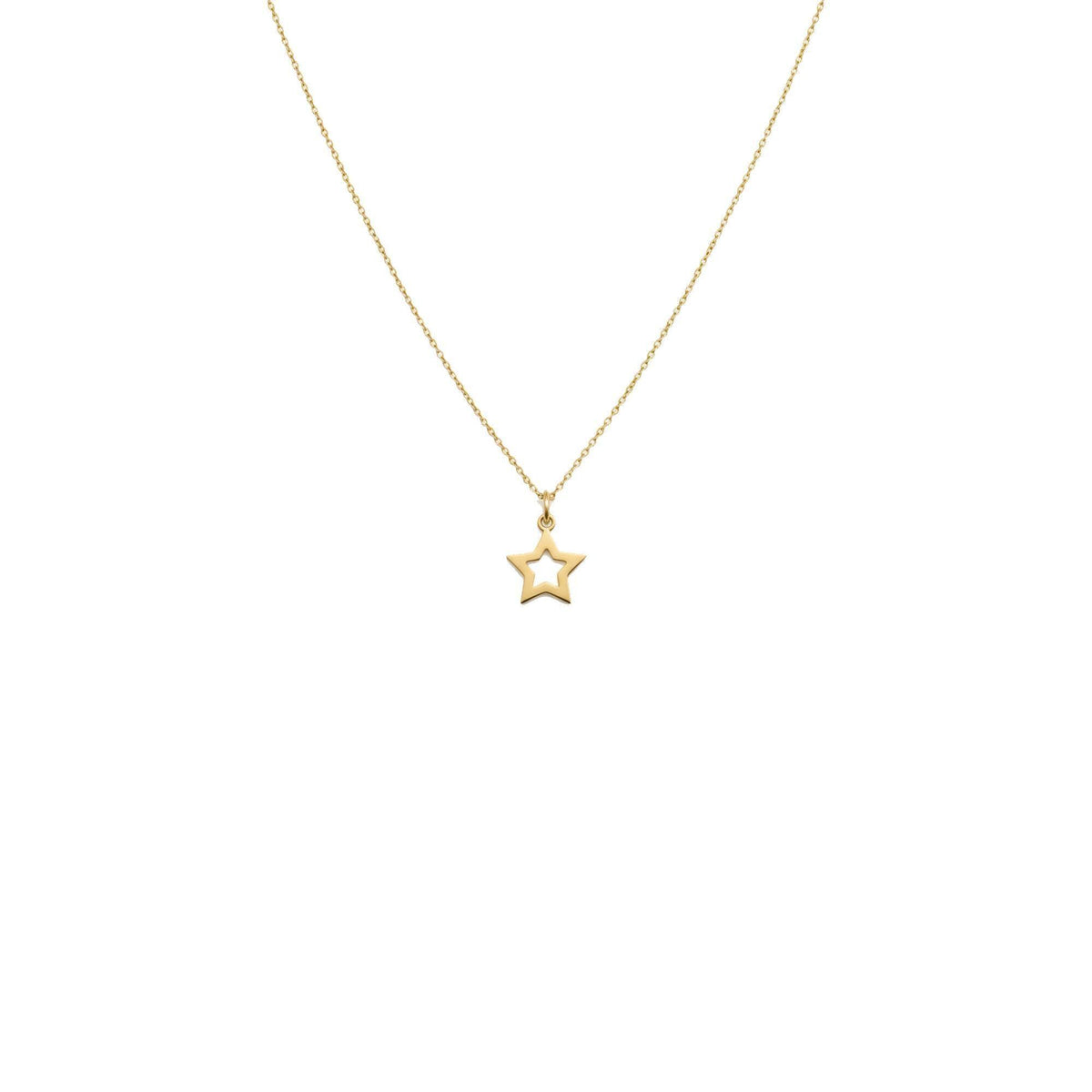 Sterling Silver Star Necklace | Delicate Hollow Celestial Pendant | Dainty Good Luck Charm, in Yellow Gold Plated finish