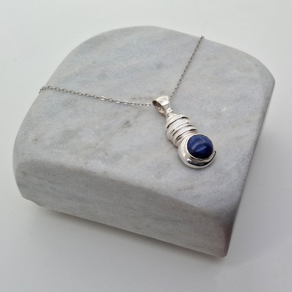 Aquarius Necklace | Lapis Lazuli Zodiac Pendant, front view