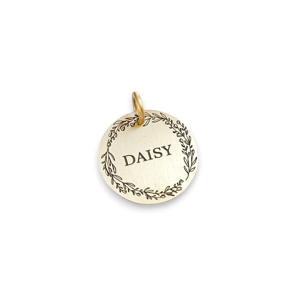 The Crimson Bloom Token | Artisan Poppy Flower Pet ID & Custom Engraved Dog Tag, styled view