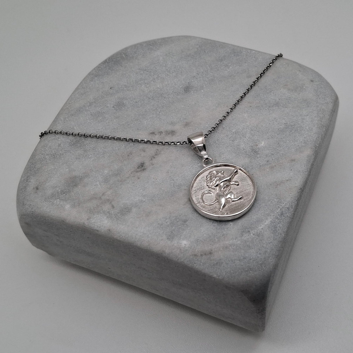 Lion Medallion Necklace | Rampant Emblem Talisman, alternate angle