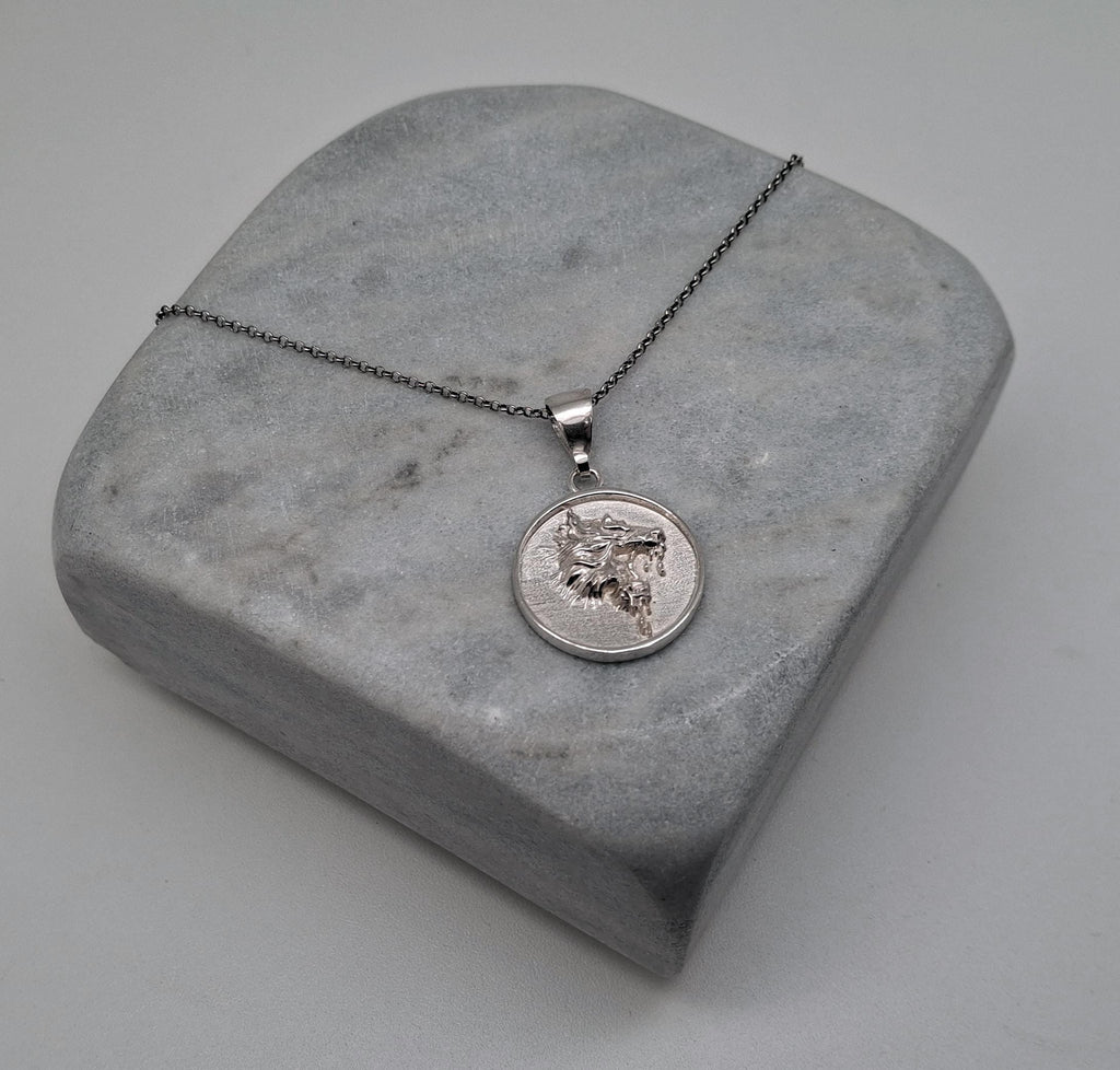 Wolf Medallion Necklace | Wild Spirit Talisman, styled view