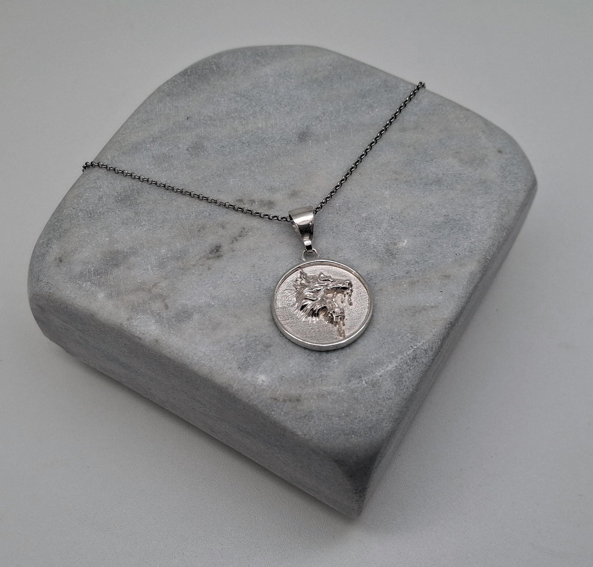 Wolf Medallion Necklace | Wild Spirit Talisman, styled view