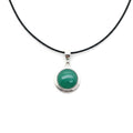 Green Agate Pendant Necklace | Sterling Silver Circle Gemstone Medallion | Heart Chakra Healing Talisman, front view