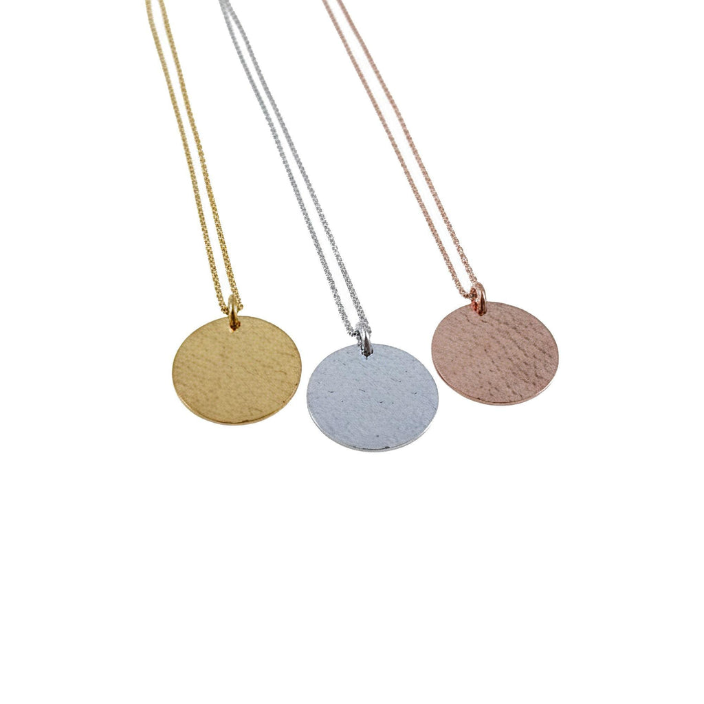 Hammered Circle Necklace | Solid 14k Gold Disc Pendant | Minimalist Layering Charm, close-up detail