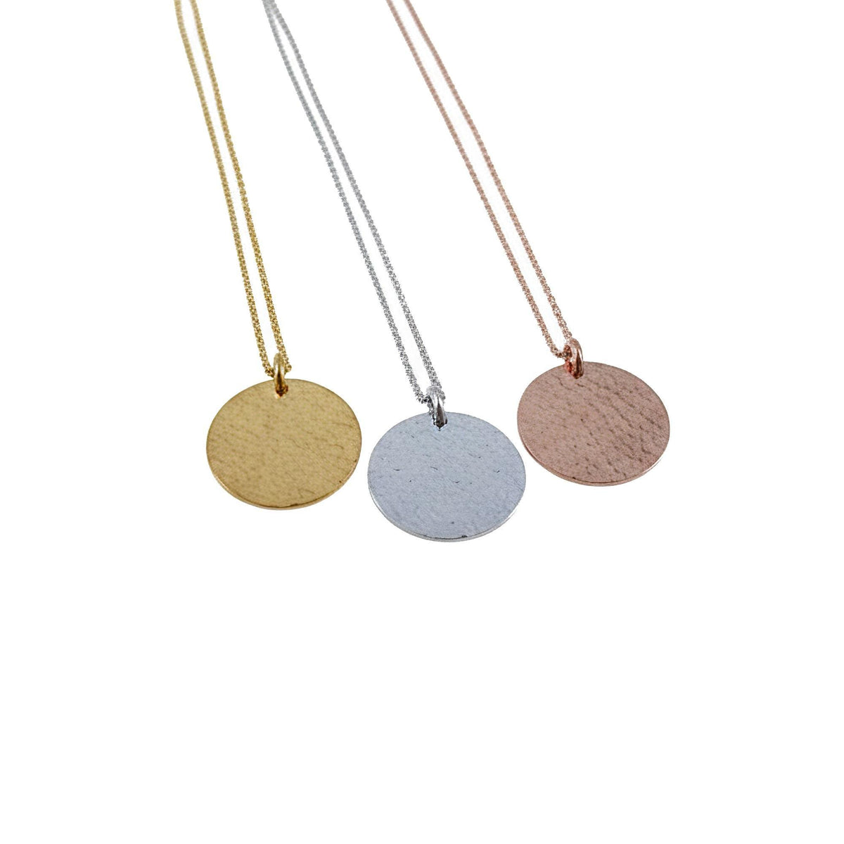 Hammered Circle Necklace | Solid 14k Gold Disc Pendant | Minimalist Layering Charm, close-up detail