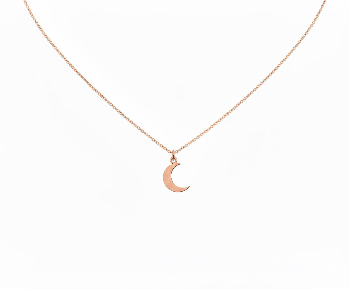 Crescent Moon Necklace | Celestial Talisman, in Rose Gold Plated finish