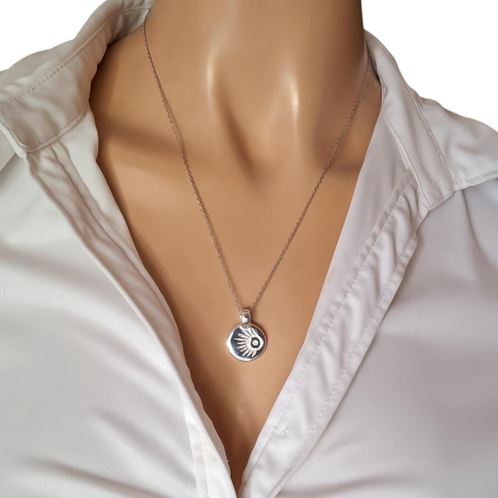 Meteor Wish Talisman Necklace | Gold Plated Celestial Coin Pendant | Shooting Star Sunburst Medallion, styled view