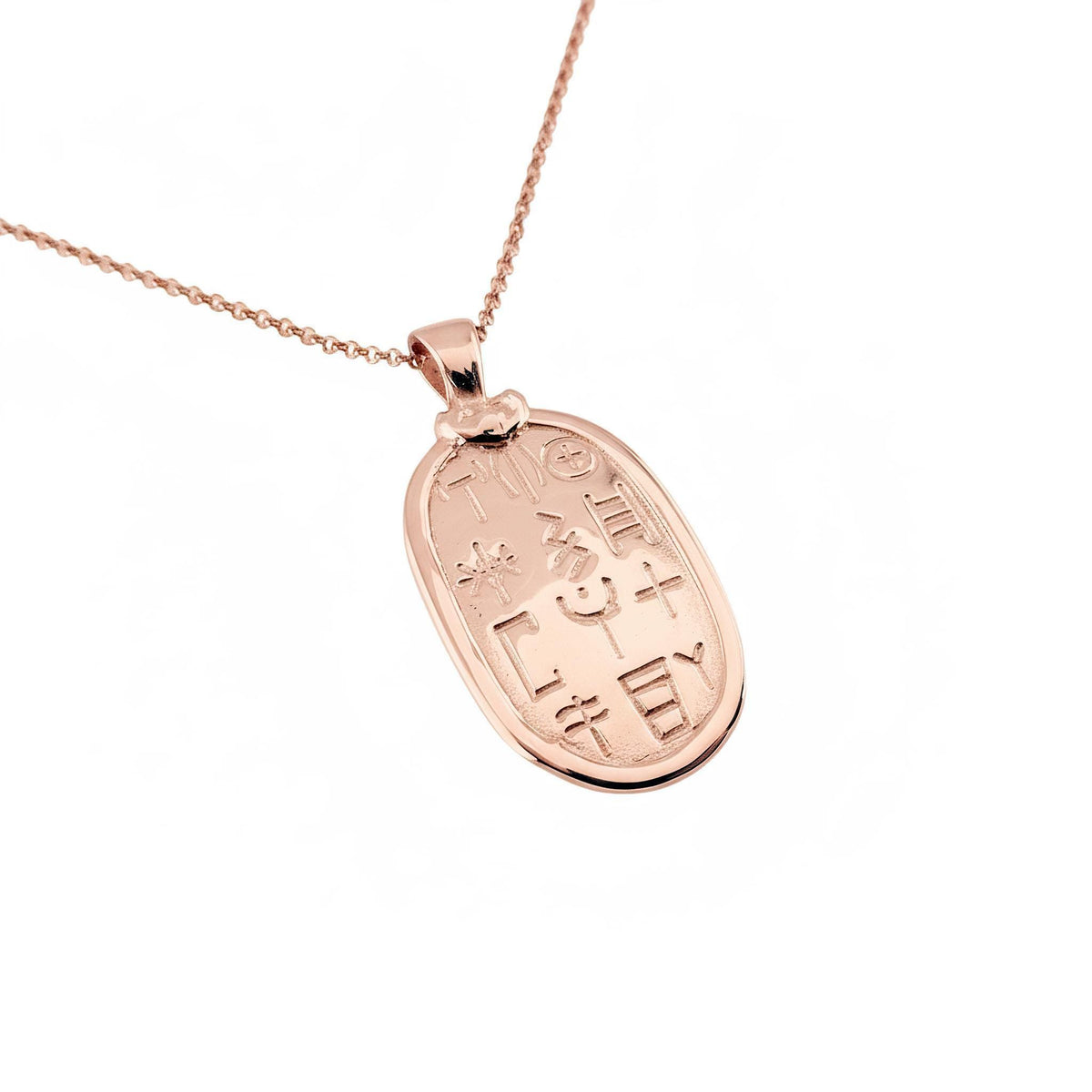 Symbolic Sterling Silver Pendant | Ancient Glyphs Medallion | Archaic Talisman, in Rose Gold Plated finish