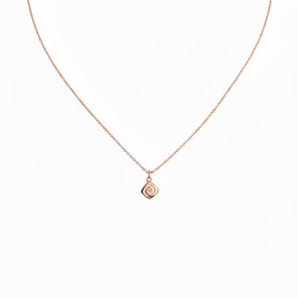 Spiral Necklace | Minimalist Small Sacred Geometry Pendant Sterling Silver | Cosmic Evolution Charm, in Rose Gold Plated finish