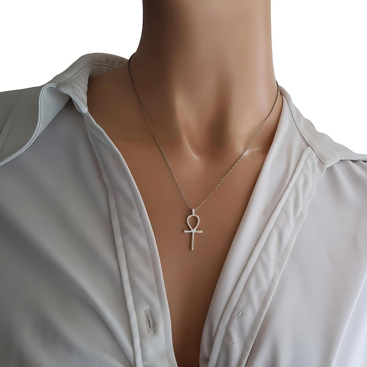 Gold Plated Ankh Necklace | Ancient Egyptian Key of Life, styled view