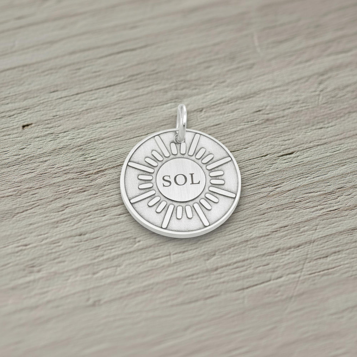 Sunburst Dog Tag | Custom Engraved Pet ID Collar Charm, styled view