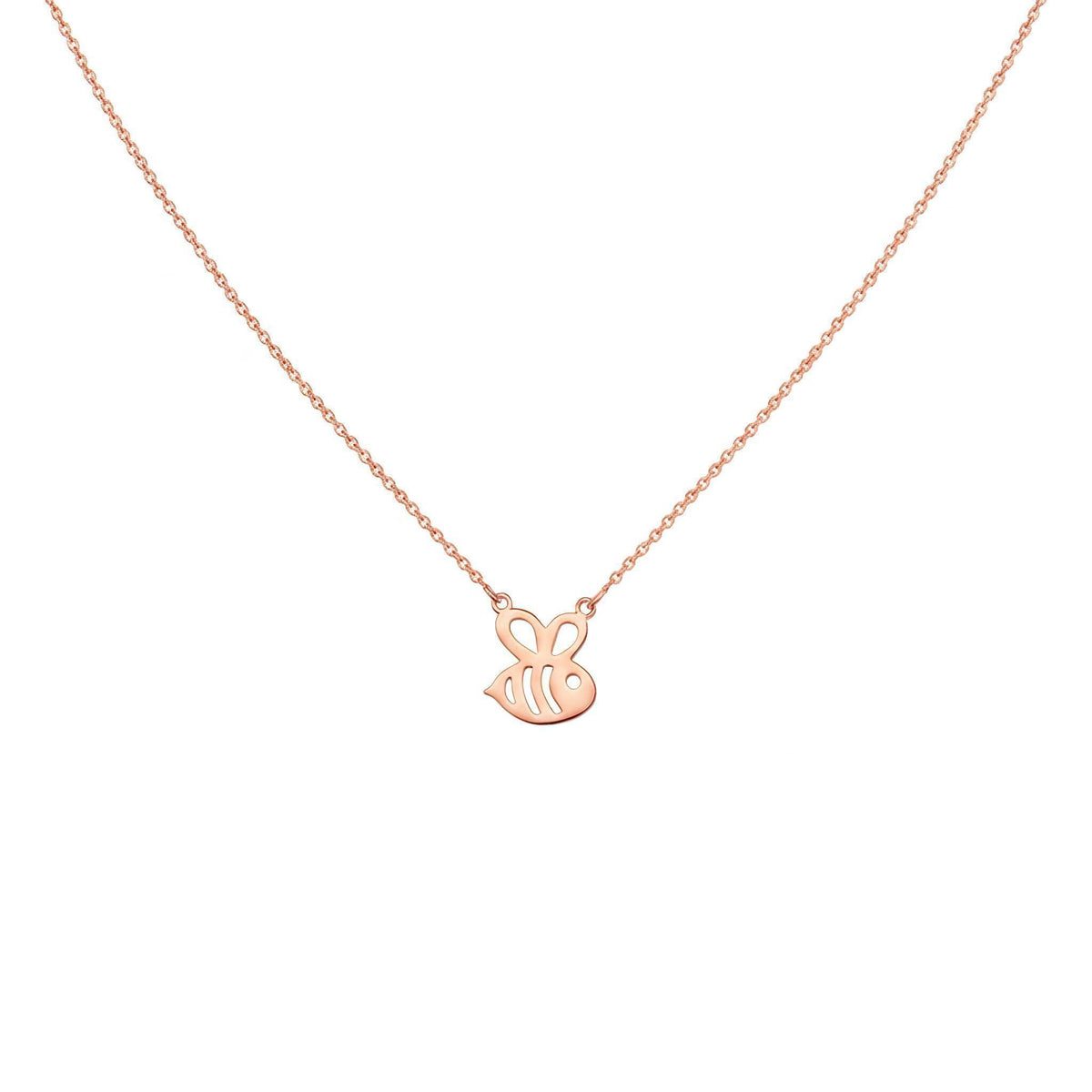 Queen Bee Necklace, Sterling Silver Gold Plated Charm (Dainty, Minimalist), in Rose Gold Plated finish