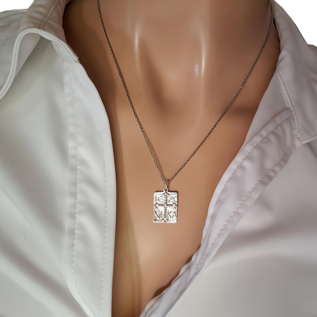 Byzantine Cross Necklace | IC XC NIKA Faith Talisman, styled view