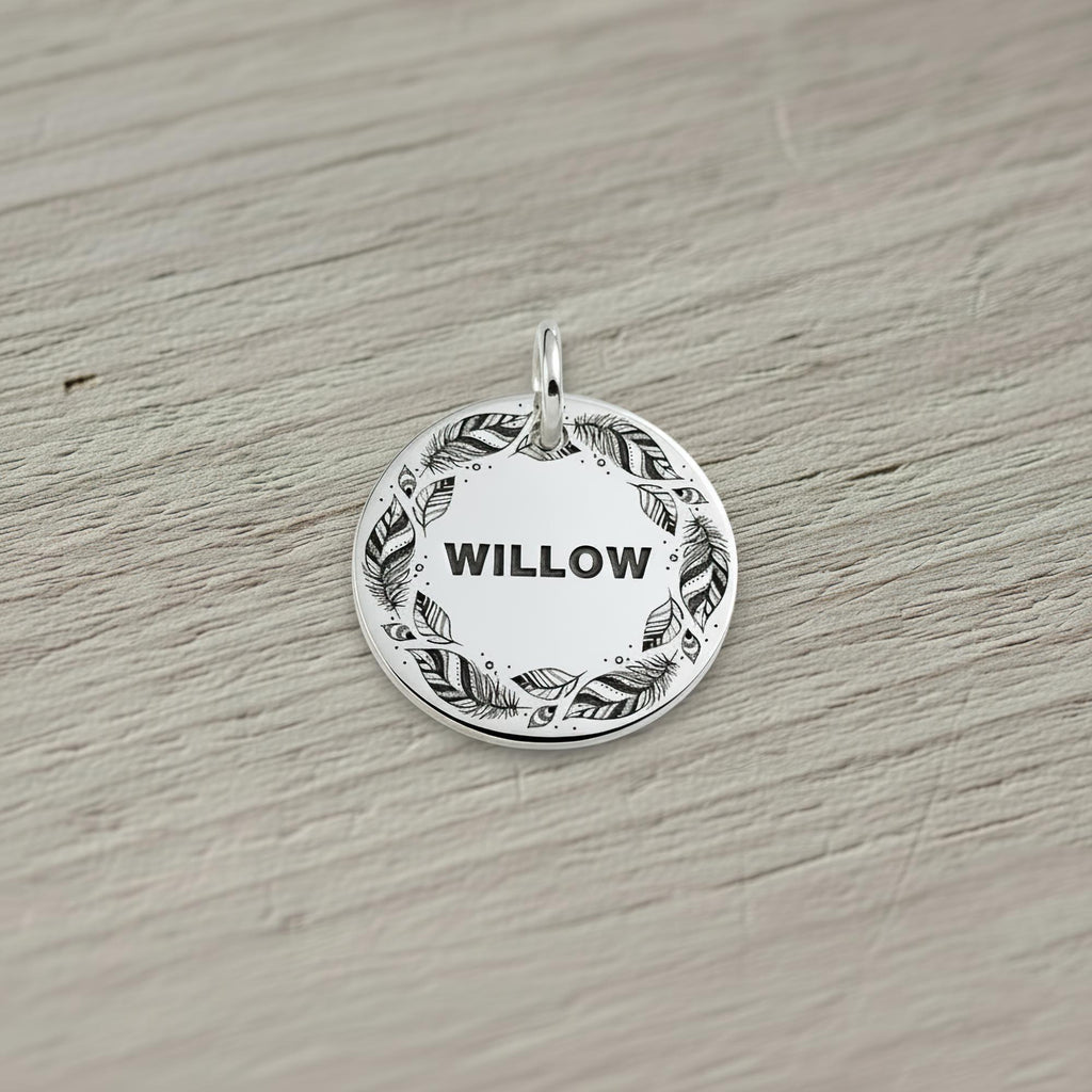 Boho Feather Dog Tag | Personalized Pet ID, additional detail